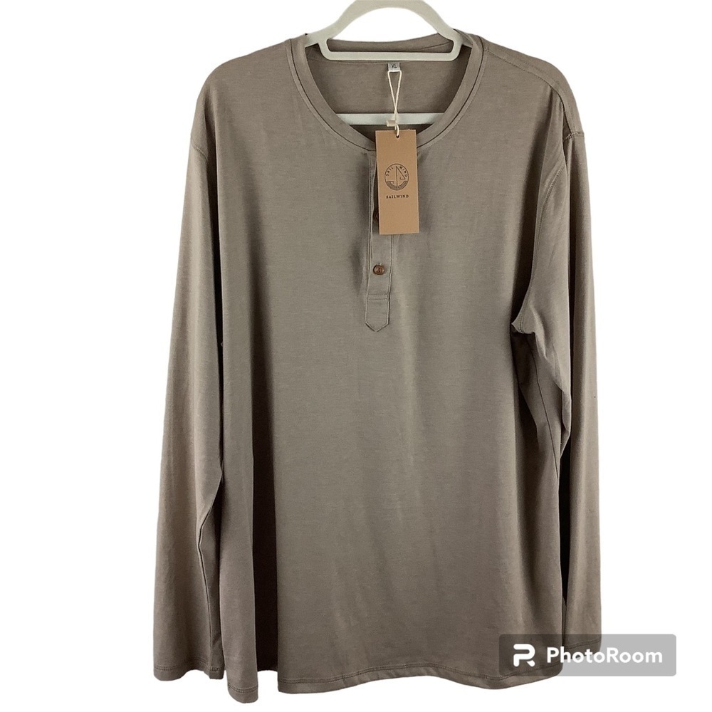 NWT Sailwind Henley Tan Long Sleeve Shirt Size XL